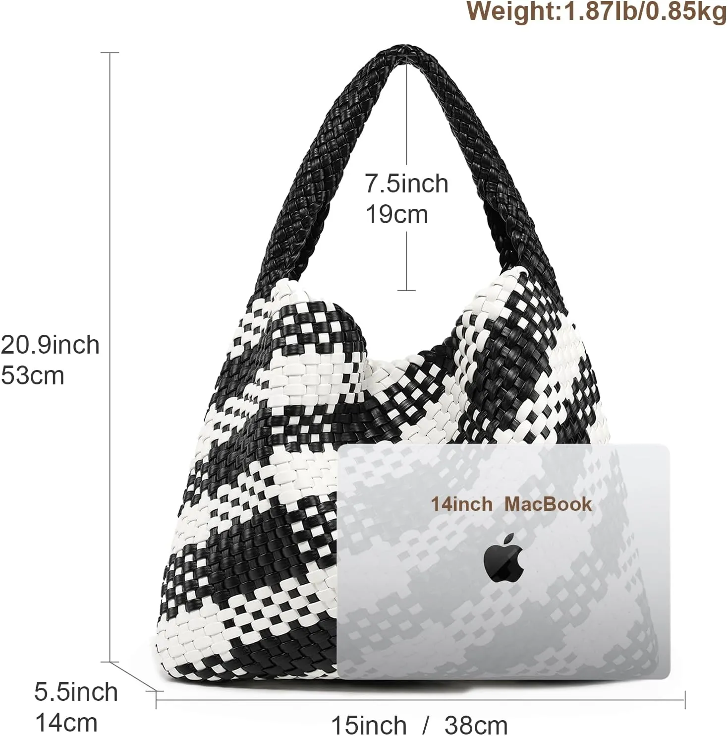Large Woven Tote Bag for Women Weave Purse Woven Leather Handbag