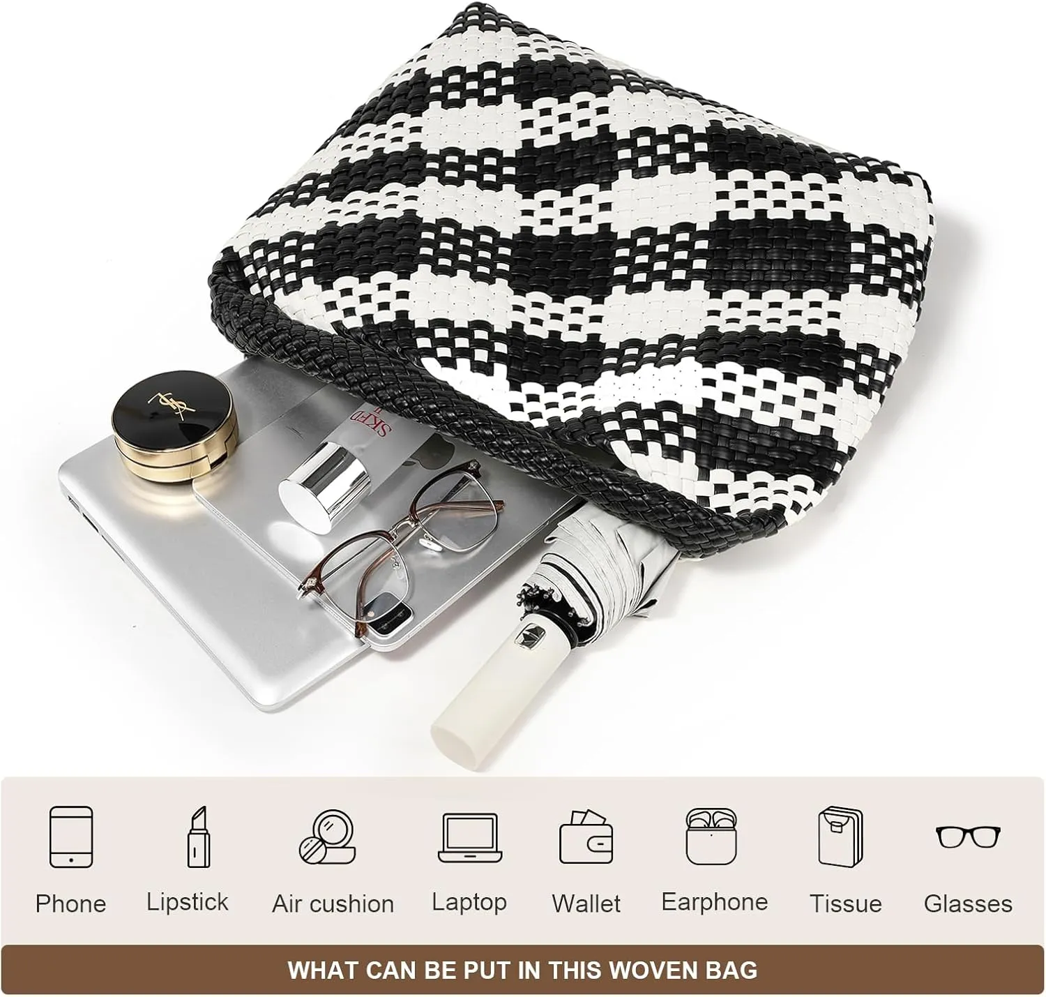 Large Woven Tote Bag for Women Weave Purse Woven Leather Handbag