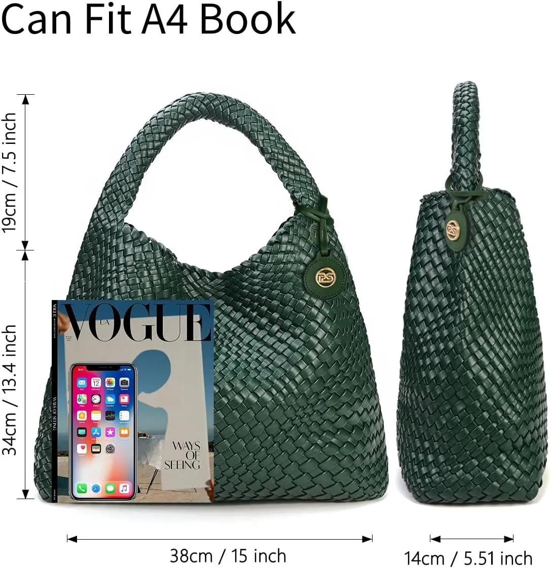 Large Woven Tote Bag for Women Woven Purse Leather Handbags Braided Purse Weave Purse with Top Handle
