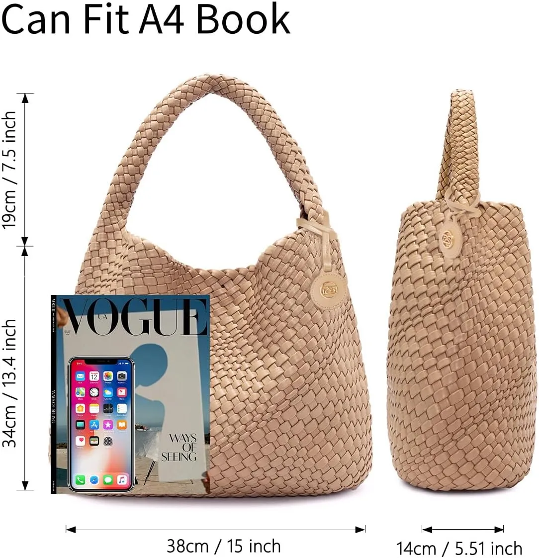 Large Woven Tote Bag for Women Woven Purse Leather Handbags Braided Purse Weave Purse with Top Handle