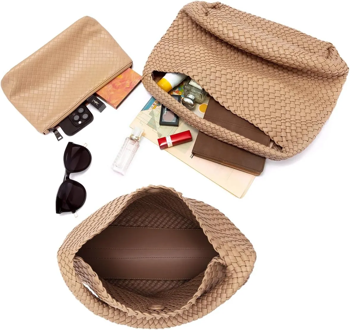 Large Woven Tote Bag for Women Woven Purse Leather Handbags Braided Purse Weave Purse with Top Handle