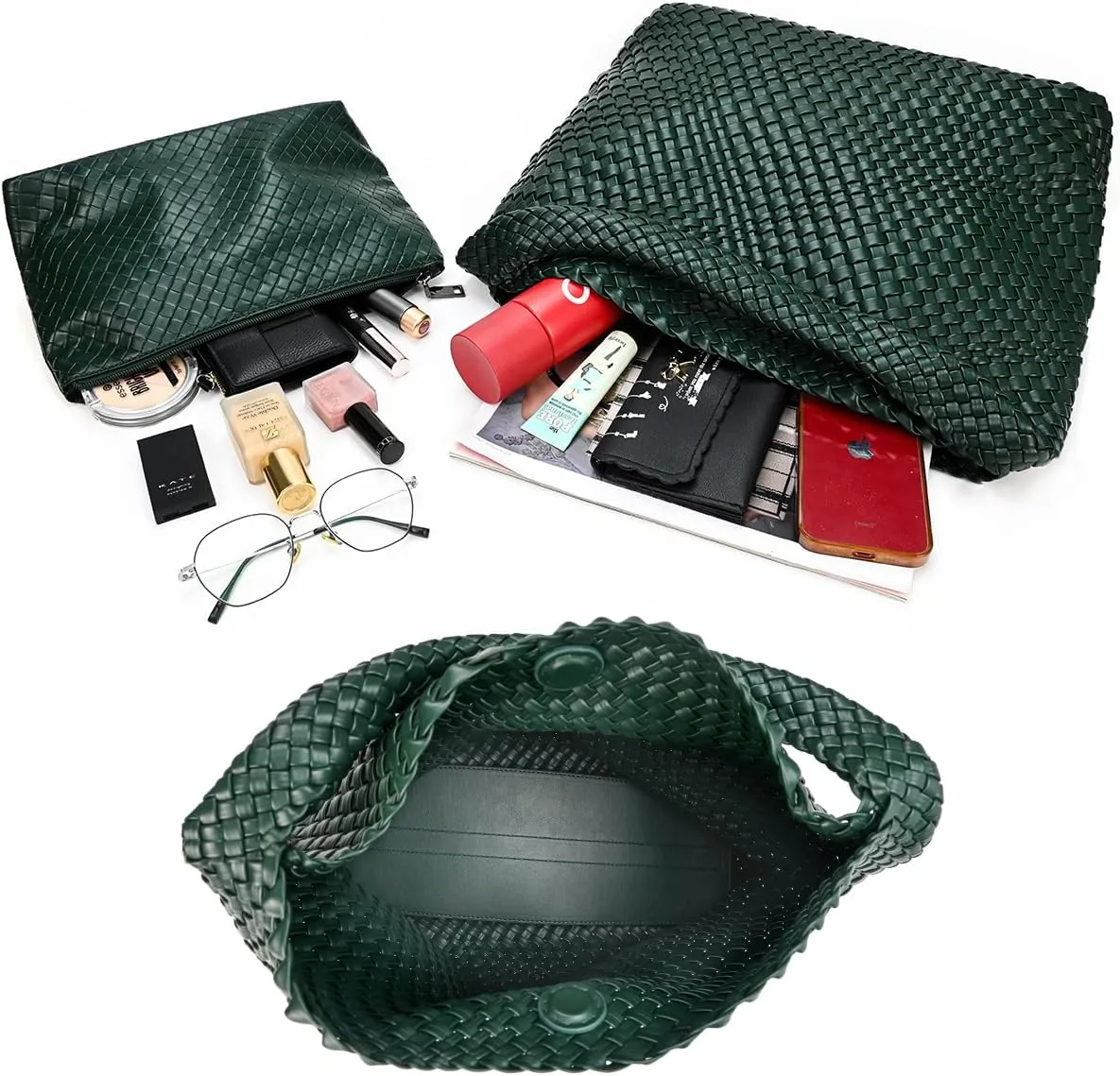 Large Woven Tote Bag for Women Woven Purse Leather Handbags Braided Purse Weave Purse with Top Handle