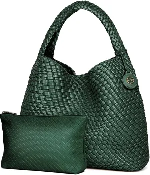 Large Woven Tote Bag for Women Woven Purse Leather Handbags Braided Purse Weave Purse with Top Handle