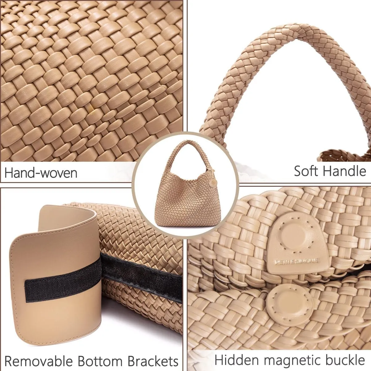 Large Woven Tote Bag for Women Woven Purse Leather Handbags Braided Purse Weave Purse with Top Handle