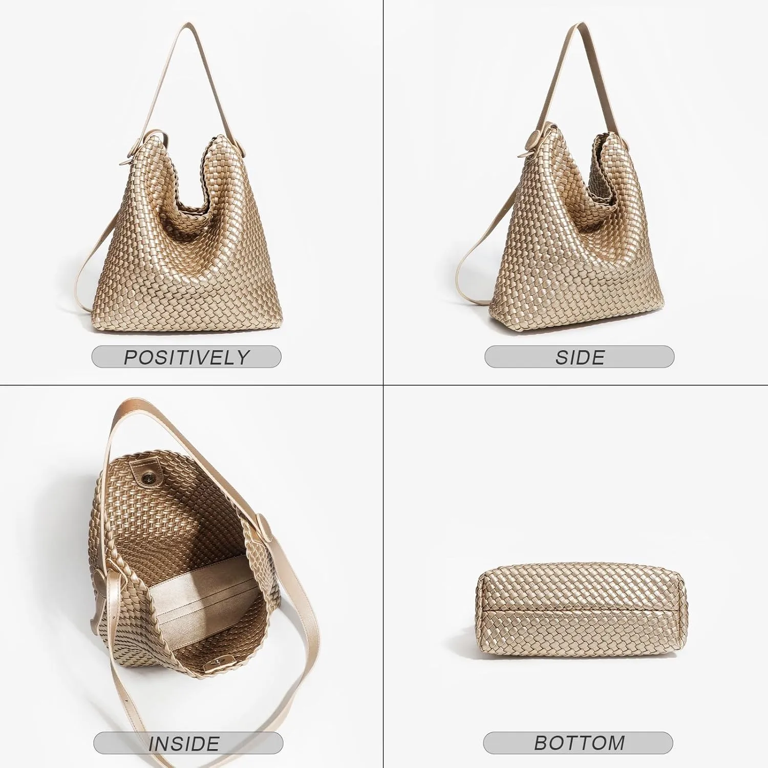 Large Woven Tote Bag Vegan Leather Shoulder Bag for Women Fashion Travel Shopper Bag Top Handle Handbag and Purse