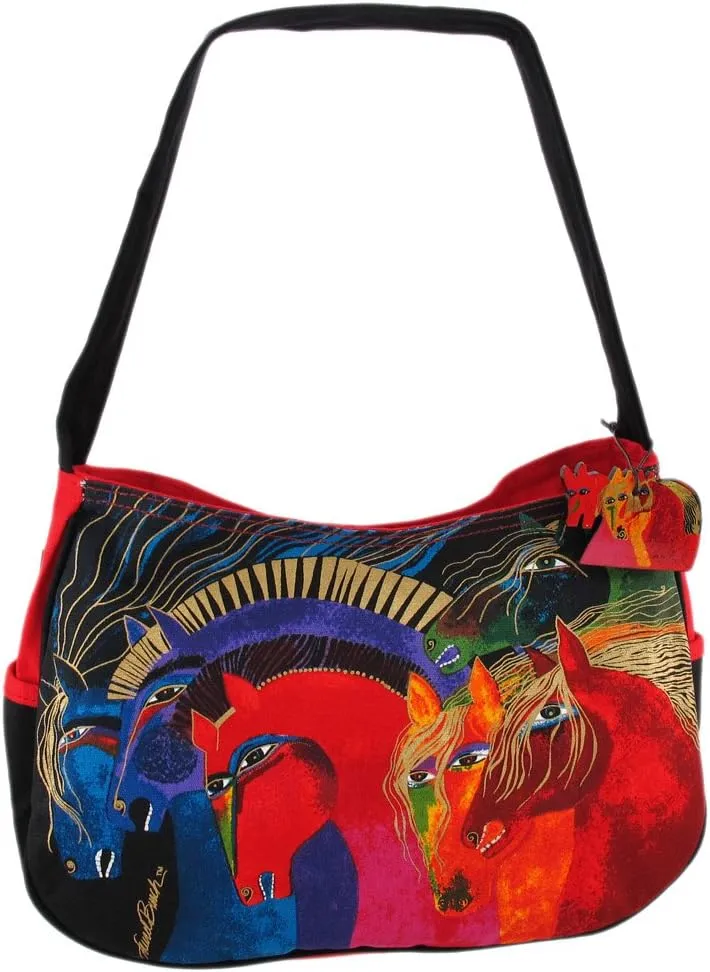 Laurel Burch 80367 Medium Hobo Zipper Top 15"X4.5"X9", Wild Horses of Fire