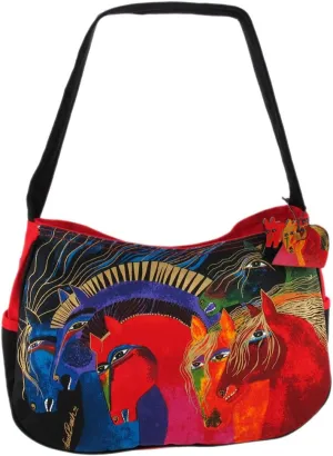 Laurel Burch 80367 Medium Hobo Zipper Top 15"X4.5"X9", Wild Horses of Fire