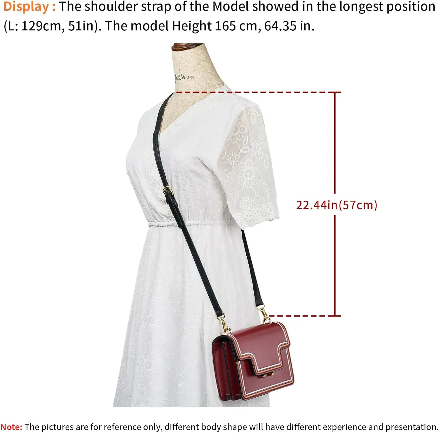 Leather Adjustable Replacement Strap Shoulder Bag Cross Body Bag Purse Handbag For Women, 43-51 Inch