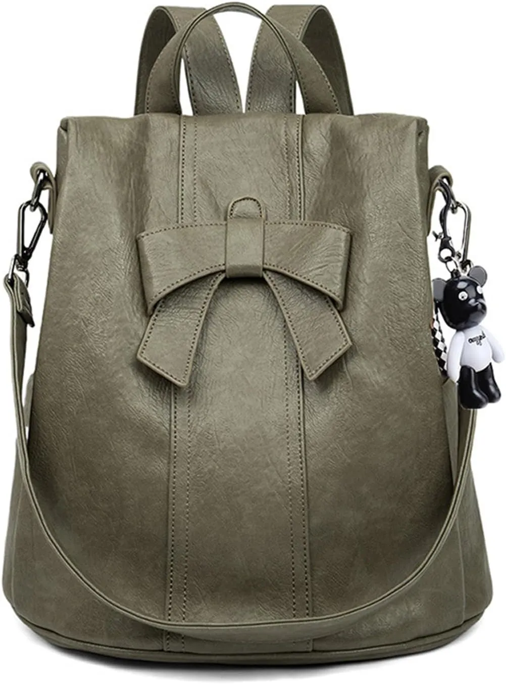 Leather Backpack Purse for Women Fashion Designer Ladies Anti-Theft Shoulder Bags Convertible Travel Handbags Casual Rucksack