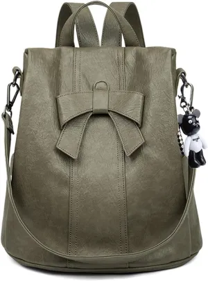 Leather Backpack Purse for Women Fashion Designer Ladies Anti-Theft Shoulder Bags Convertible Travel Handbags Casual Rucksack