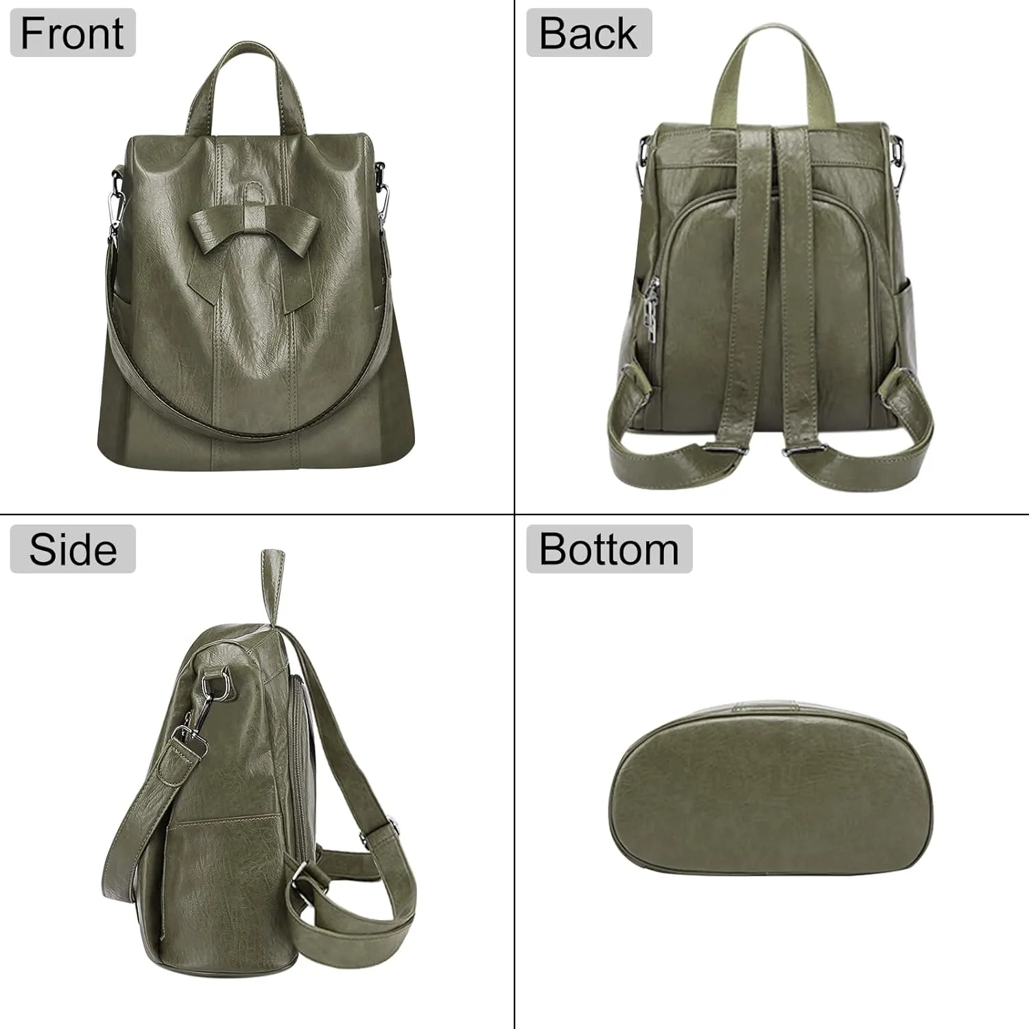 Leather Backpack Purse for Women Fashion Designer Ladies Anti-Theft Shoulder Bags Convertible Travel Handbags Casual Rucksack