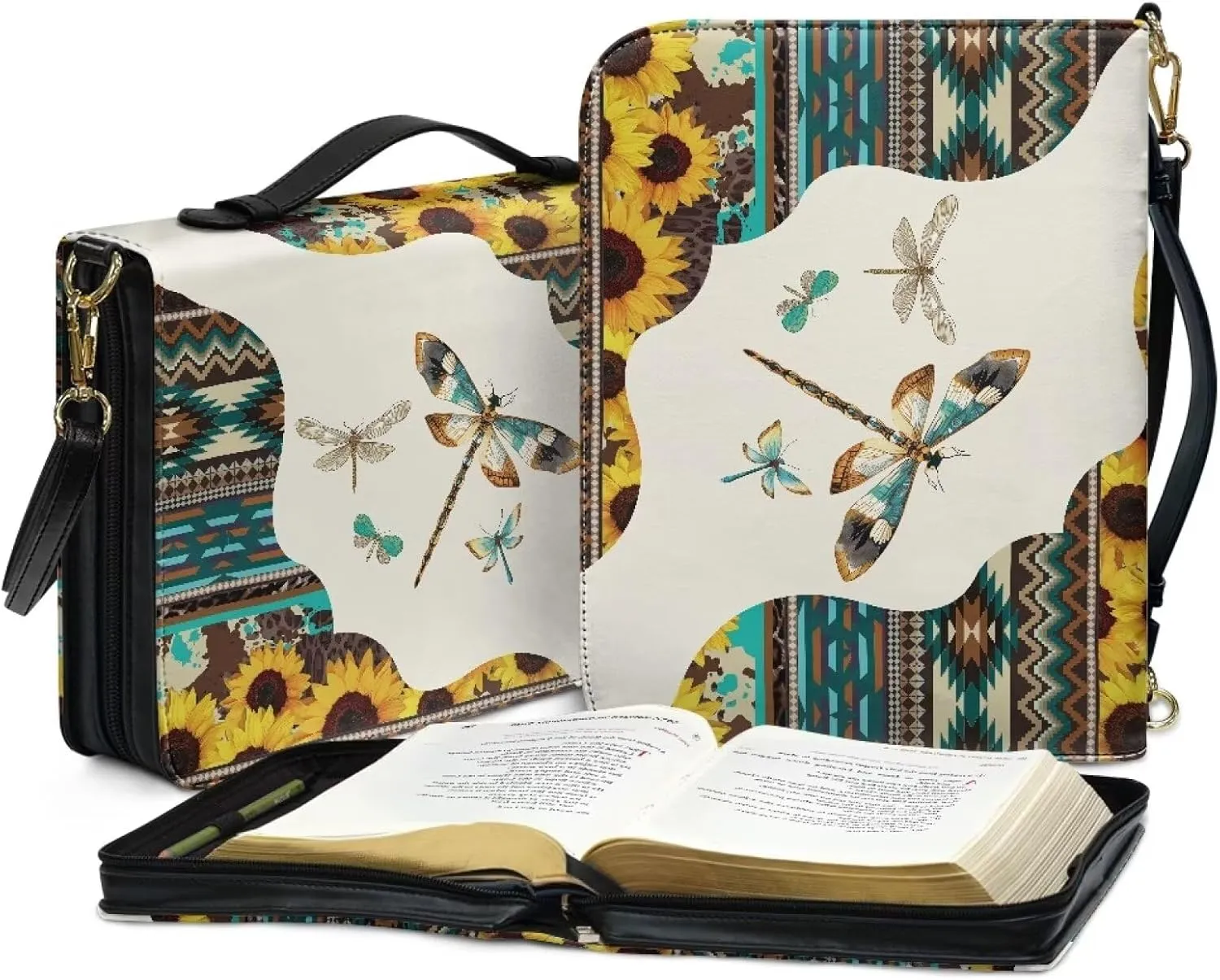 Leather Bible Bags with Shoulder Strap for Women Water Resistant Bible Book Covers