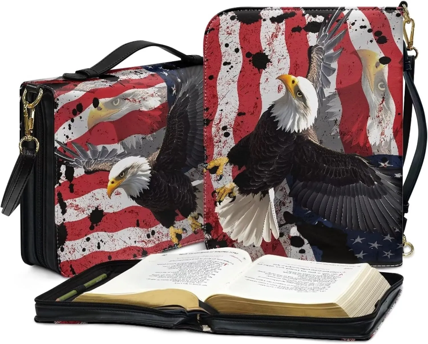 Leather Bible Bags with Shoulder Strap for Women Water Resistant Bible Book Covers
