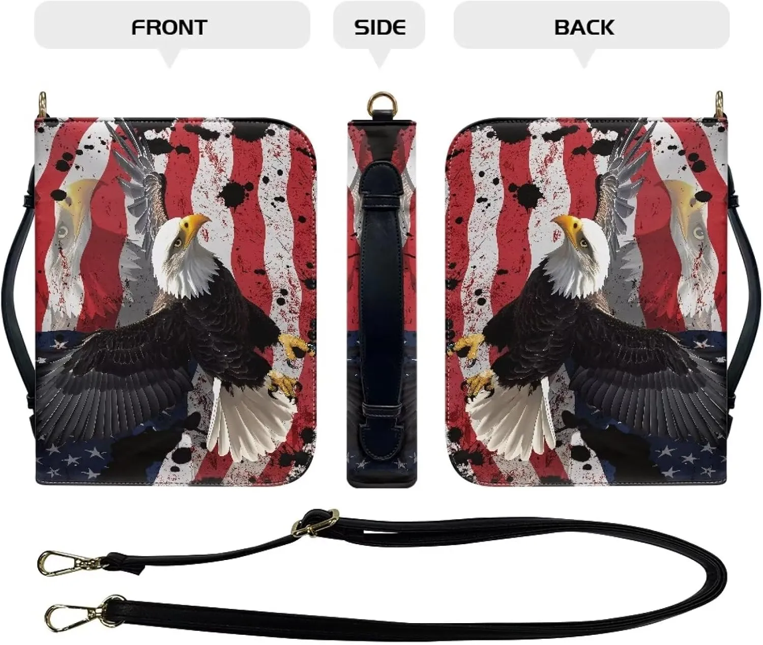 Leather Bible Bags with Shoulder Strap for Women Water Resistant Bible Book Covers