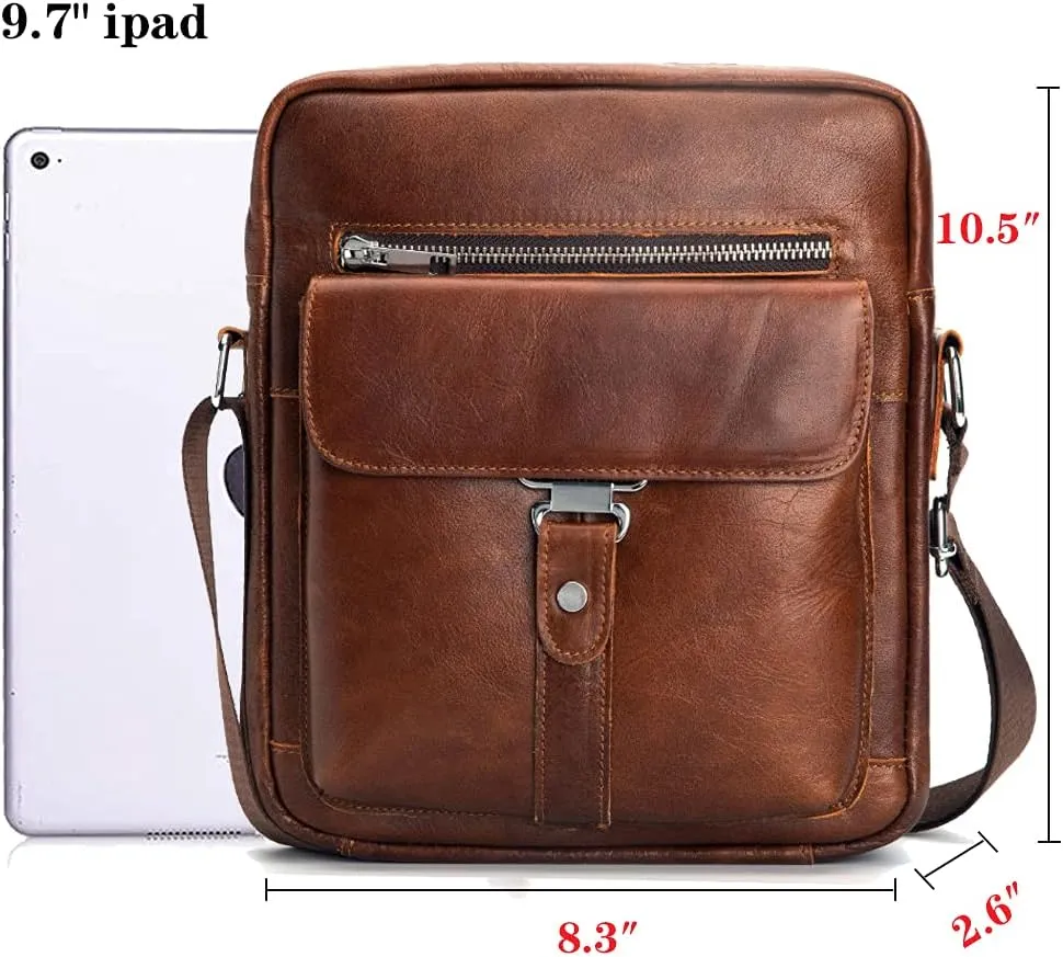 Leather Messenger Bag for Men, Man Purse Crossbody Bag PU Leather Men Zipper Bag, Satchel Shoulder Bag