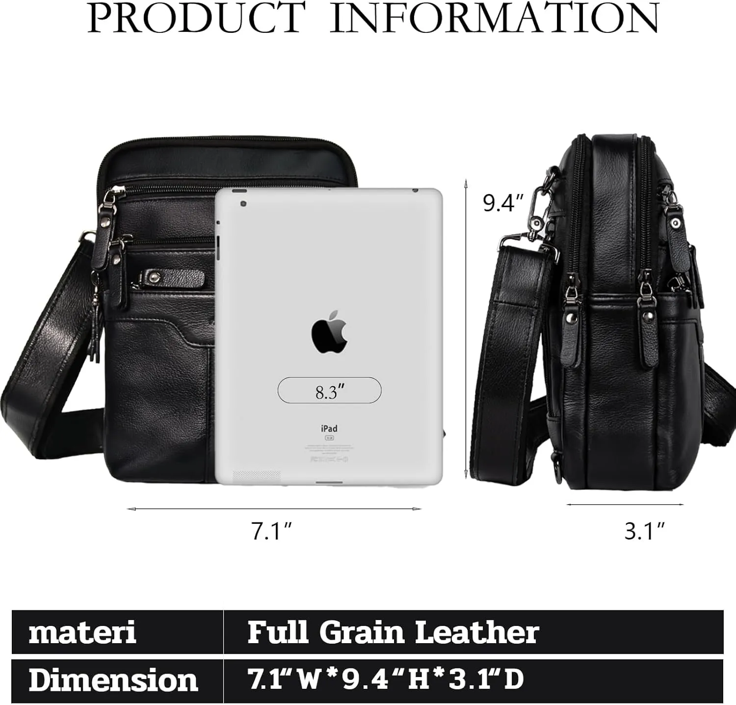 Leather Messenger Bag for Men, Small Leather Sling Shoulder Bag Messenger Pack for Men, Man Purse