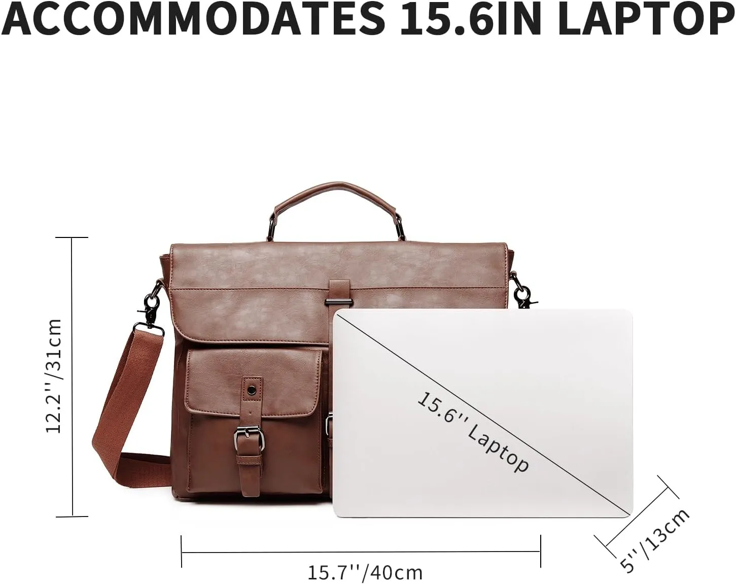 Leather Messenger Bag for Men,Vintage Mens Laptop Bag Water Resistant Business Travel Briefcase Satchel Work Computer Bag