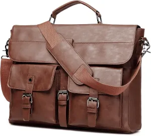 Leather Messenger Bag for Men,Vintage Mens Laptop Bag Water Resistant Business Travel Briefcase Satchel Work Computer Bag