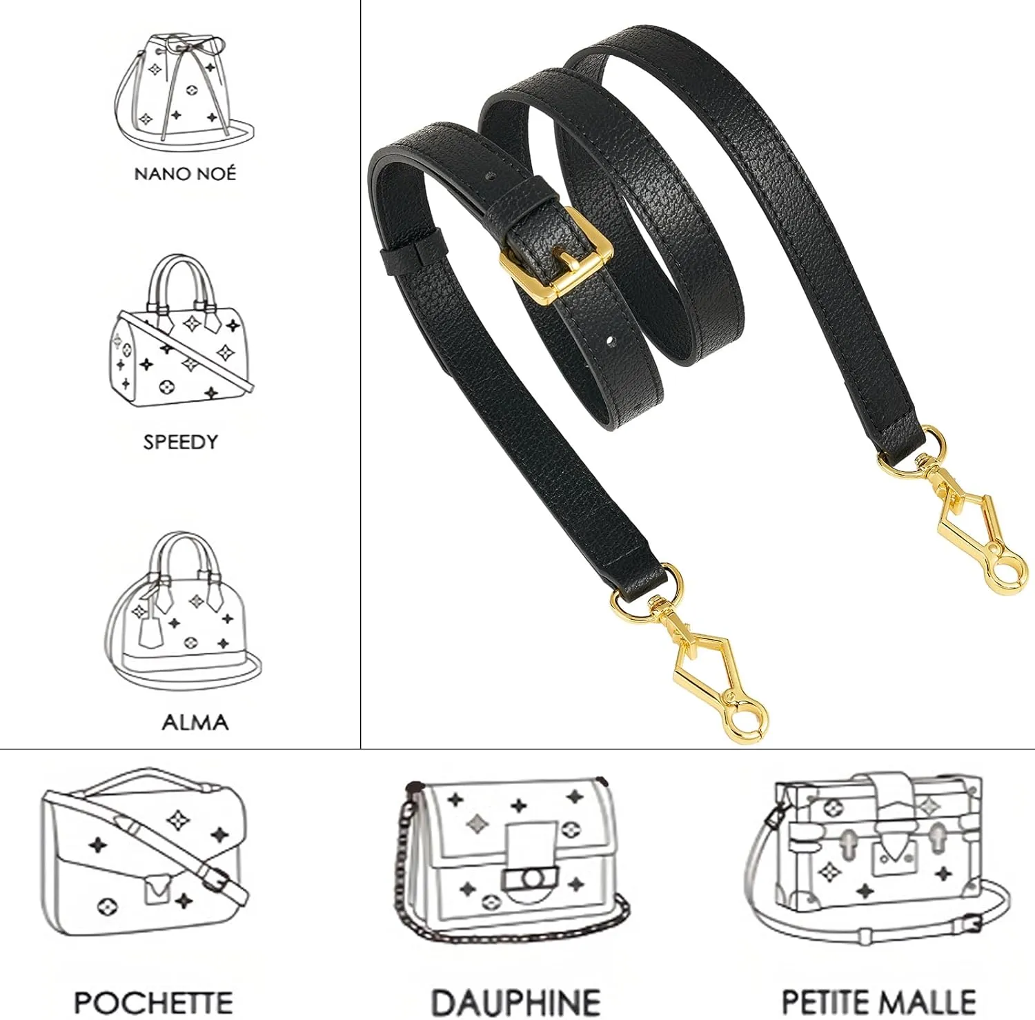 Leather Purse Strap Replacement Crossbody Handbag Long Adjustable