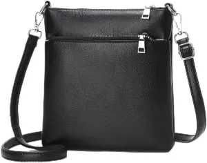 Leather Small Crossbody Bags for Women Travel Phone Cross Body Wallet Purses Lightweight with Adjustable Shoulder Strap,Black