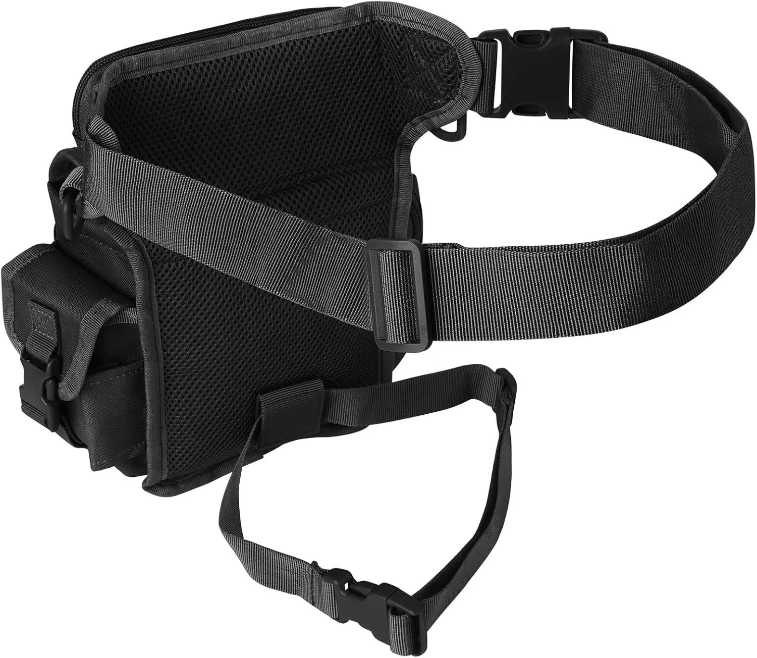 Leg Bag for Men Women Motorcycle Leg Bags Outdoor Waterproof Tactical Fanny Pack Travel Thigh Bag for Hiking Climbing Cycling Fishing Riding with Water Bottle Pouch (Black)