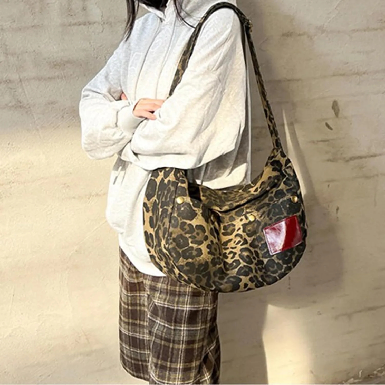 Leopard Purse Cheetah Print Hobo Y2K Tote Bag for Daily Use Adjustable Strap Shoulder Purse for Women