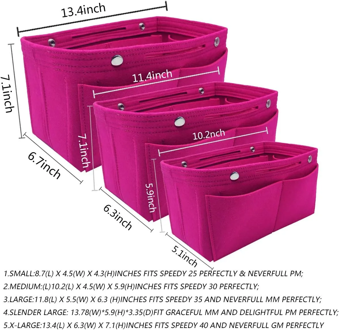LEXSION Felt Purse Organizer Insert - Multi Pocket Bag in Bag Organizer Shaper