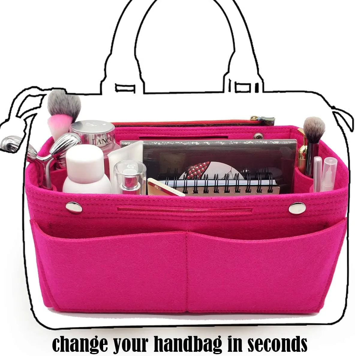 LEXSION Felt Purse Organizer Insert - Multi Pocket Bag in Bag Organizer Shaper