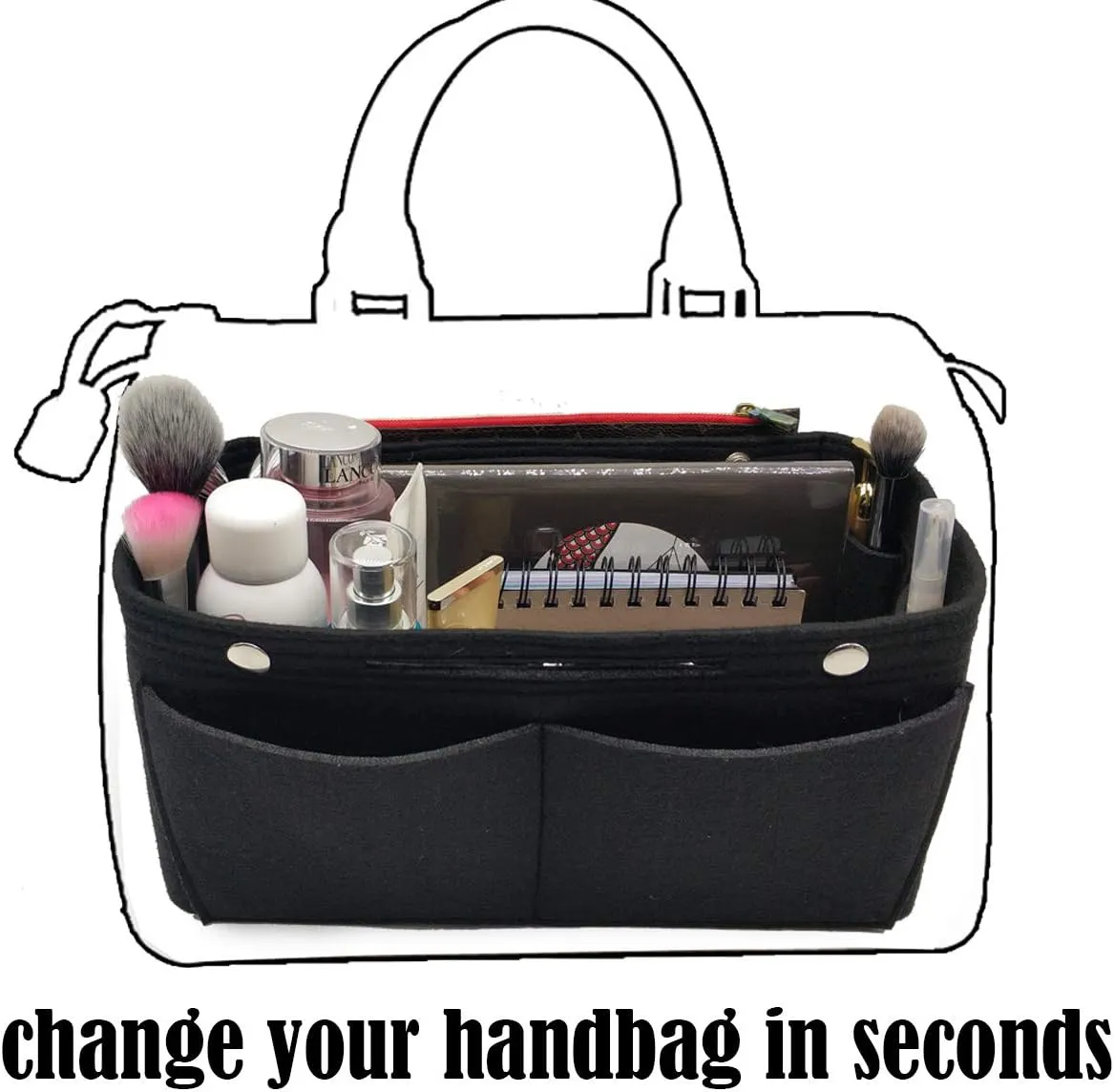 LEXSION Felt Purse Organizer Insert - Multi Pocket Bag in Bag Organizer Shaper