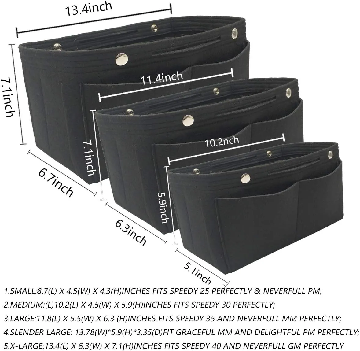 LEXSION Felt Purse Organizer Insert - Multi Pocket Bag in Bag Organizer Shaper