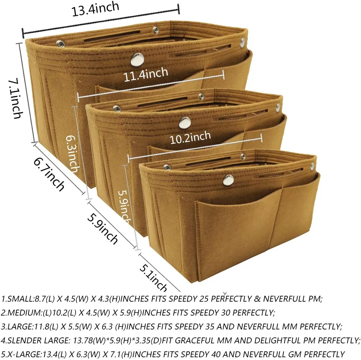 LEXSION Felt Purse Organizer Insert - Multi Pocket Bag in Bag Organizer Shaper