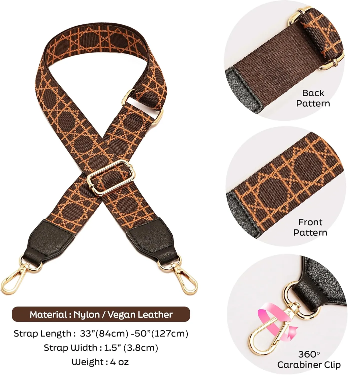 Like Dreams Fashion Purse Straps Replacement Crossbody, Wide Shoulder Adjustable Straps for Handbags, Crossbody Bag Strap