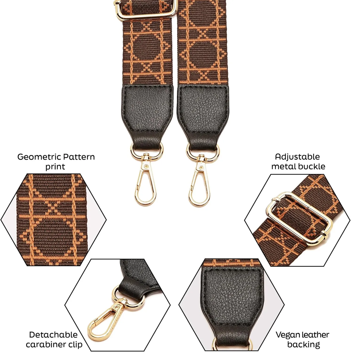 Like Dreams Fashion Purse Straps Replacement Crossbody, Wide Shoulder Adjustable Straps for Handbags, Crossbody Bag Strap