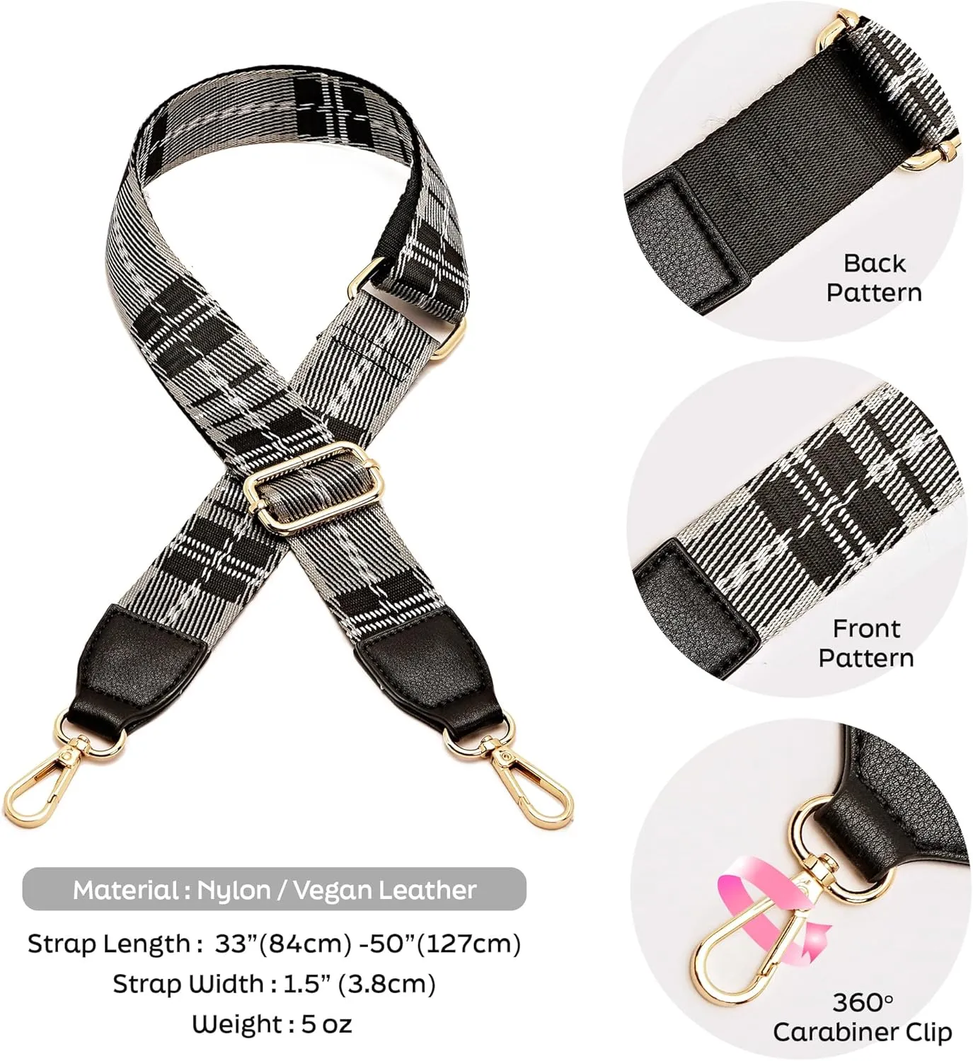 Like Dreams Fashion Purse Straps Replacement Crossbody, Wide Shoulder Adjustable Straps for Handbags, Crossbody Bag Strap