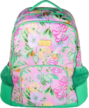 Lilly Pulitzer Large Backpack with Pockets, Adjustable Strap, and Handle, Large Bookbag for Work and Travel, Via Amore Spritzer