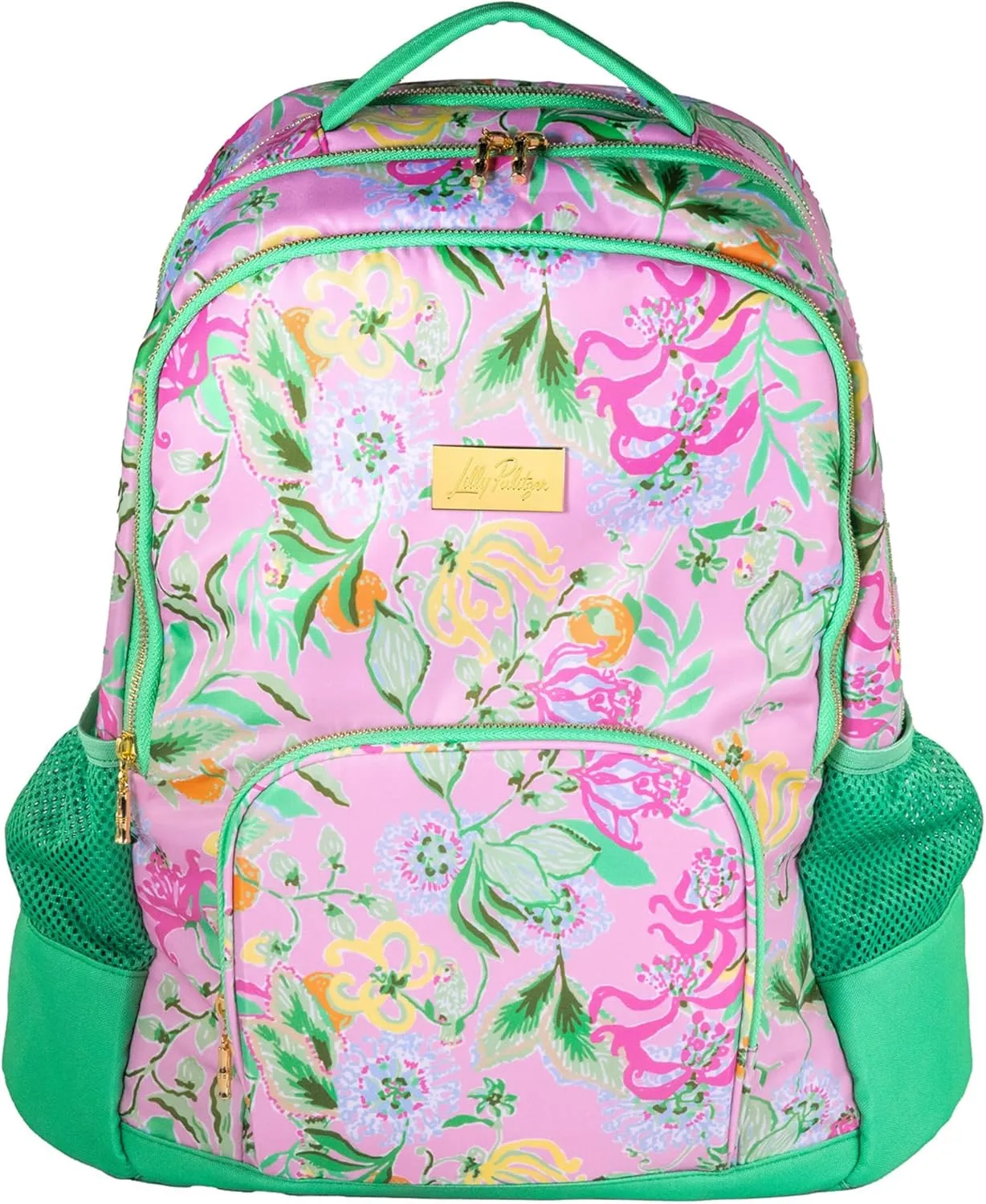 Lilly Pulitzer Large Backpack with Pockets, Adjustable Strap, and Handle, Large Bookbag for Work and Travel, Via Amore Spritzer