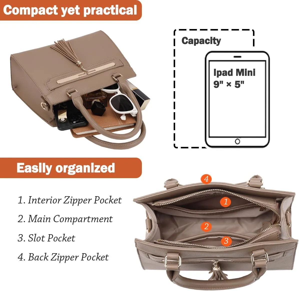 LJOSEIND Small Satchel Purses for Women - Fashionable Handbags, Top Handle Crossbody Bags with Adjustable Strap