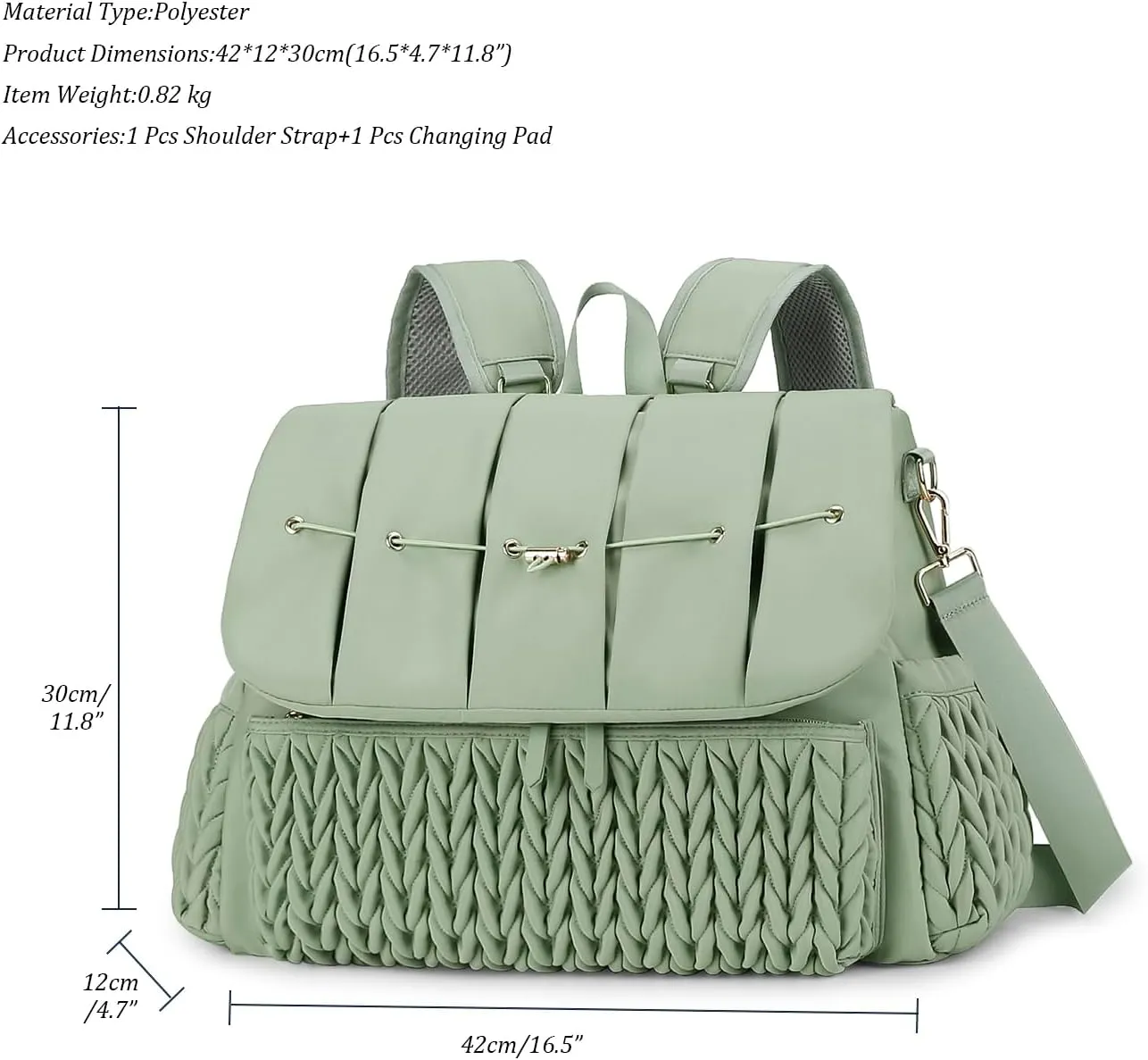 Lmbabter Diaper Bag Backpack Messenger Bag Travel Backpack Maternity Bags Stylish Baby Bag with Changing Pad for Mom (Green)