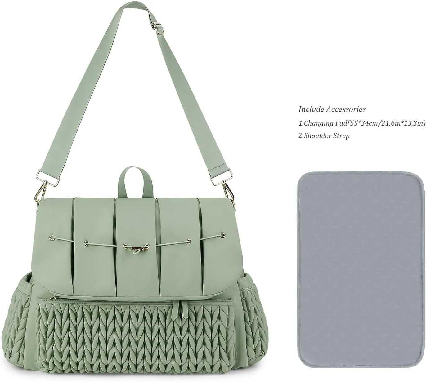 Lmbabter Diaper Bag Backpack Messenger Bag Travel Backpack Maternity Bags Stylish Baby Bag with Changing Pad for Mom (Green)