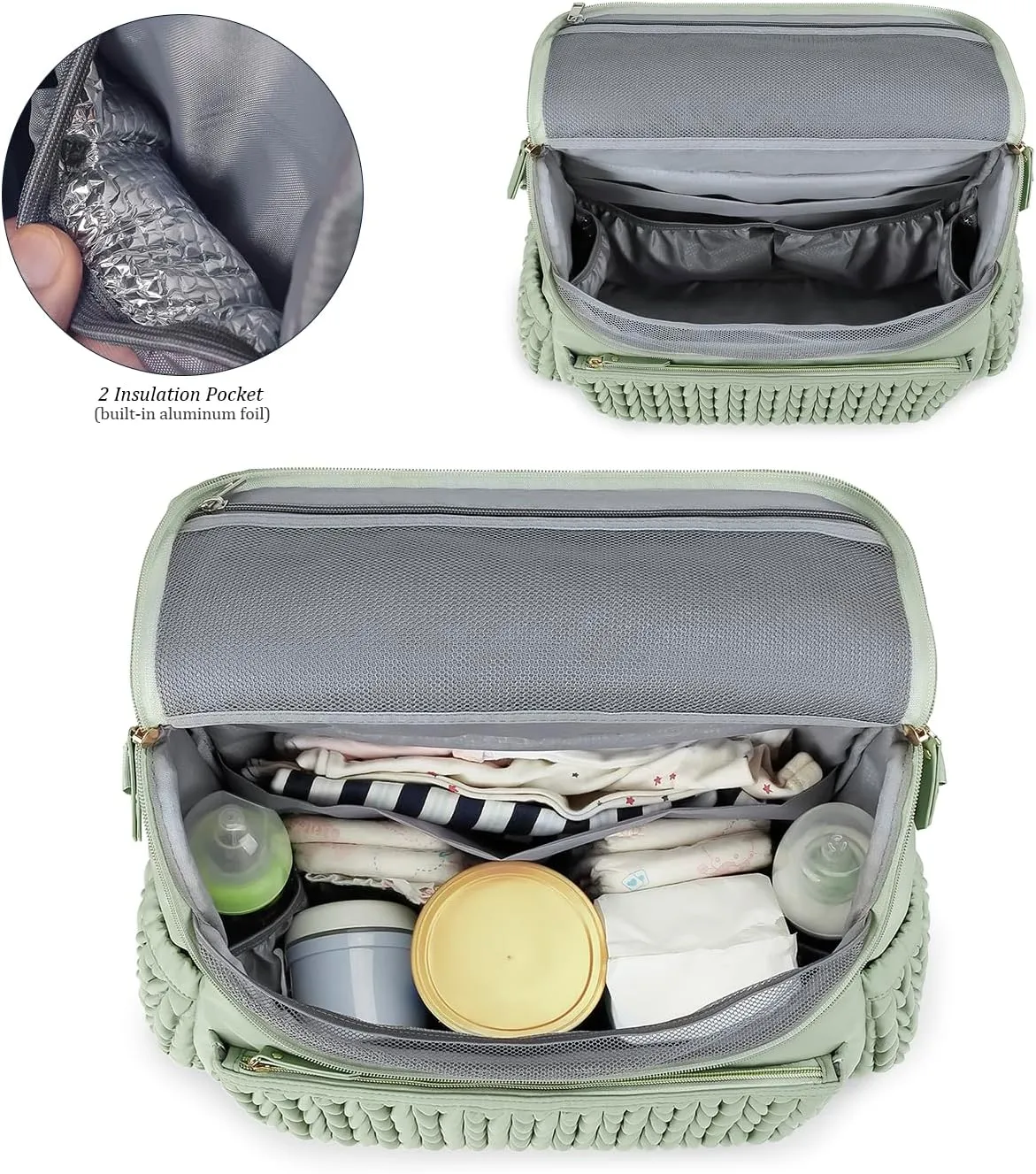 Lmbabter Diaper Bag Backpack Messenger Bag Travel Backpack Maternity Bags Stylish Baby Bag with Changing Pad for Mom (Green)
