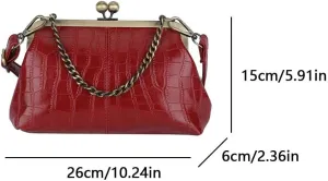 Lock Crossbody Purse Women Vintage Small Retro Handbags Leather Messenger Bag Classical Retro Shoulder Purses