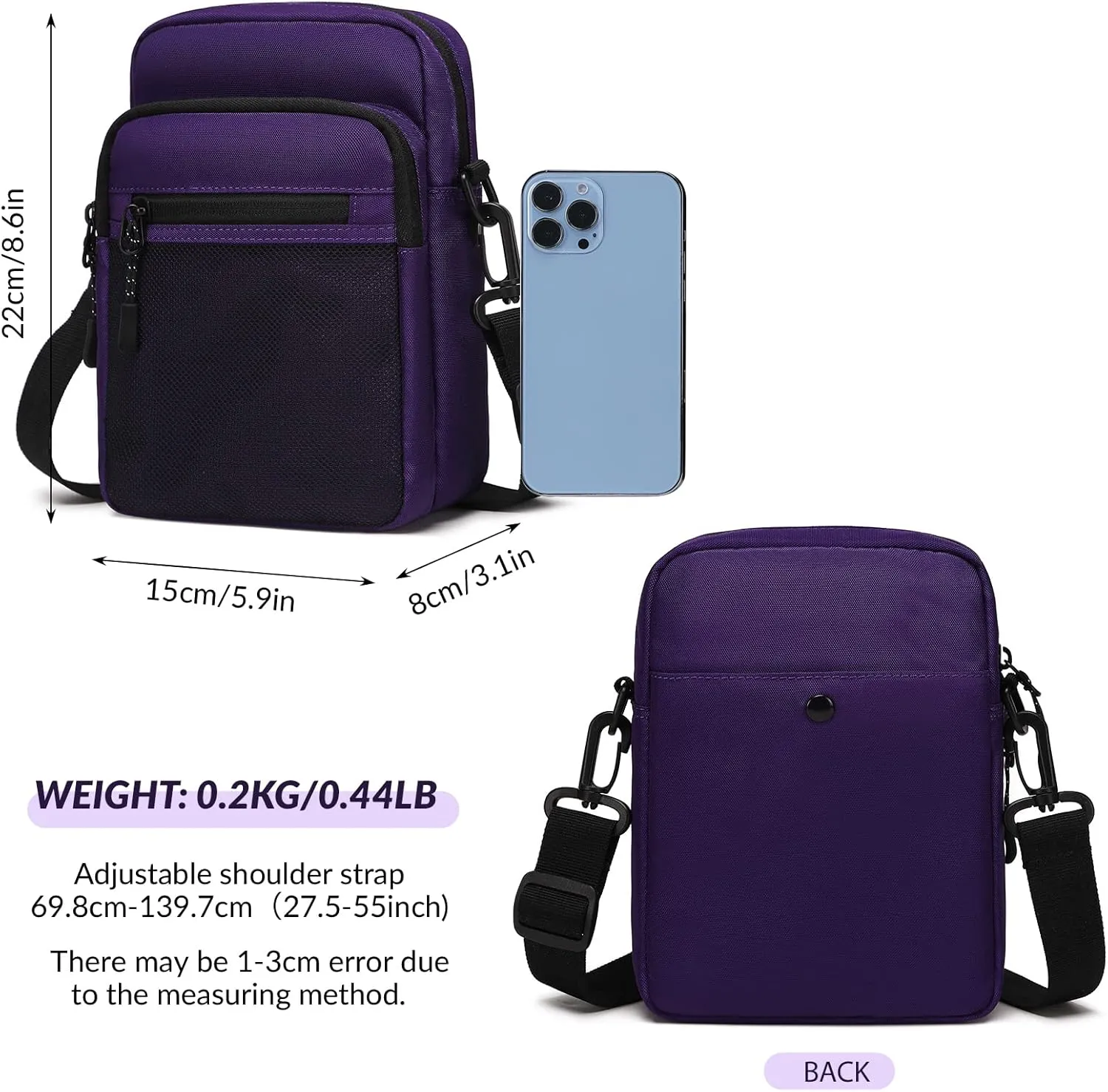 Lohol Small Messenger Bag for Men Women, Water Resistant Adjustable Crossbody Sling bag Purse for Travel Sports