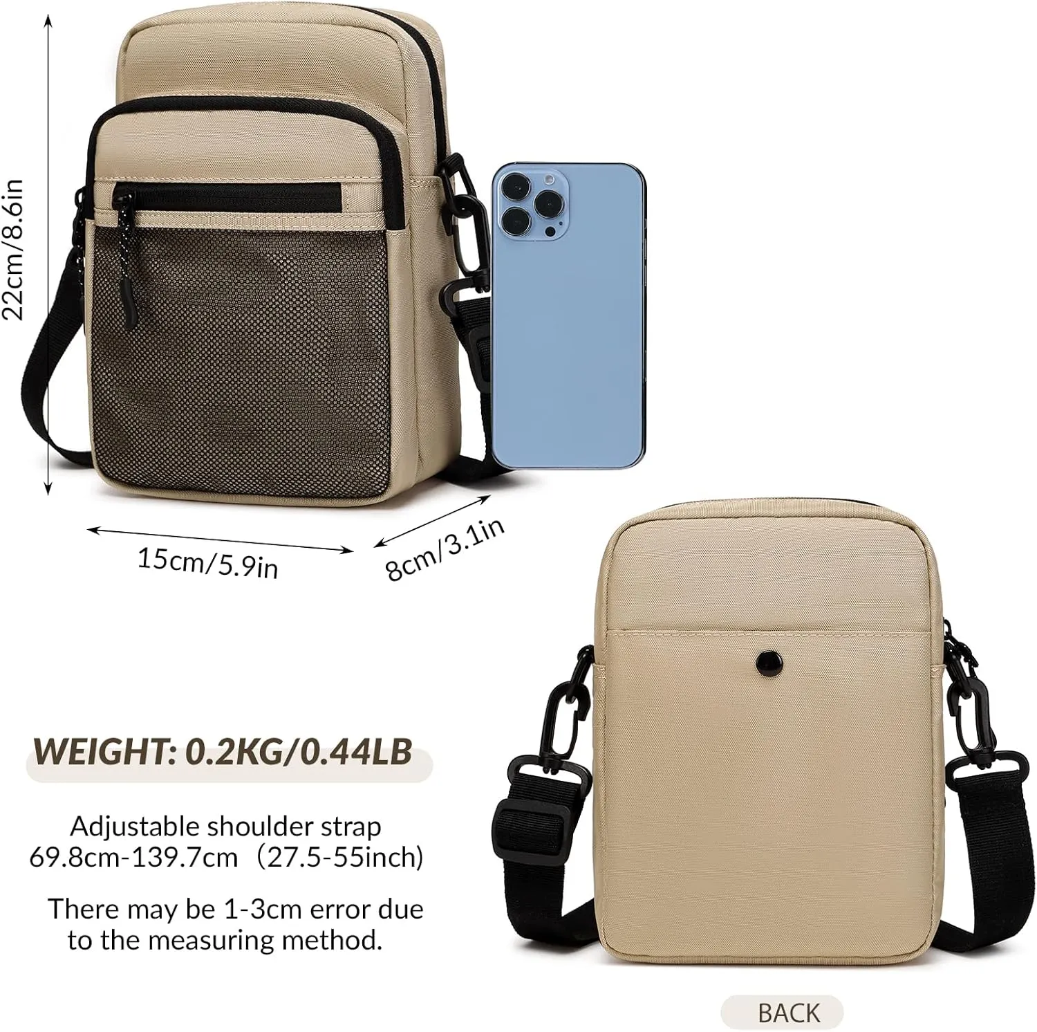 Lohol Small Messenger Bag for Men Women, Water Resistant Adjustable Crossbody Sling bag Purse for Travel Sports
