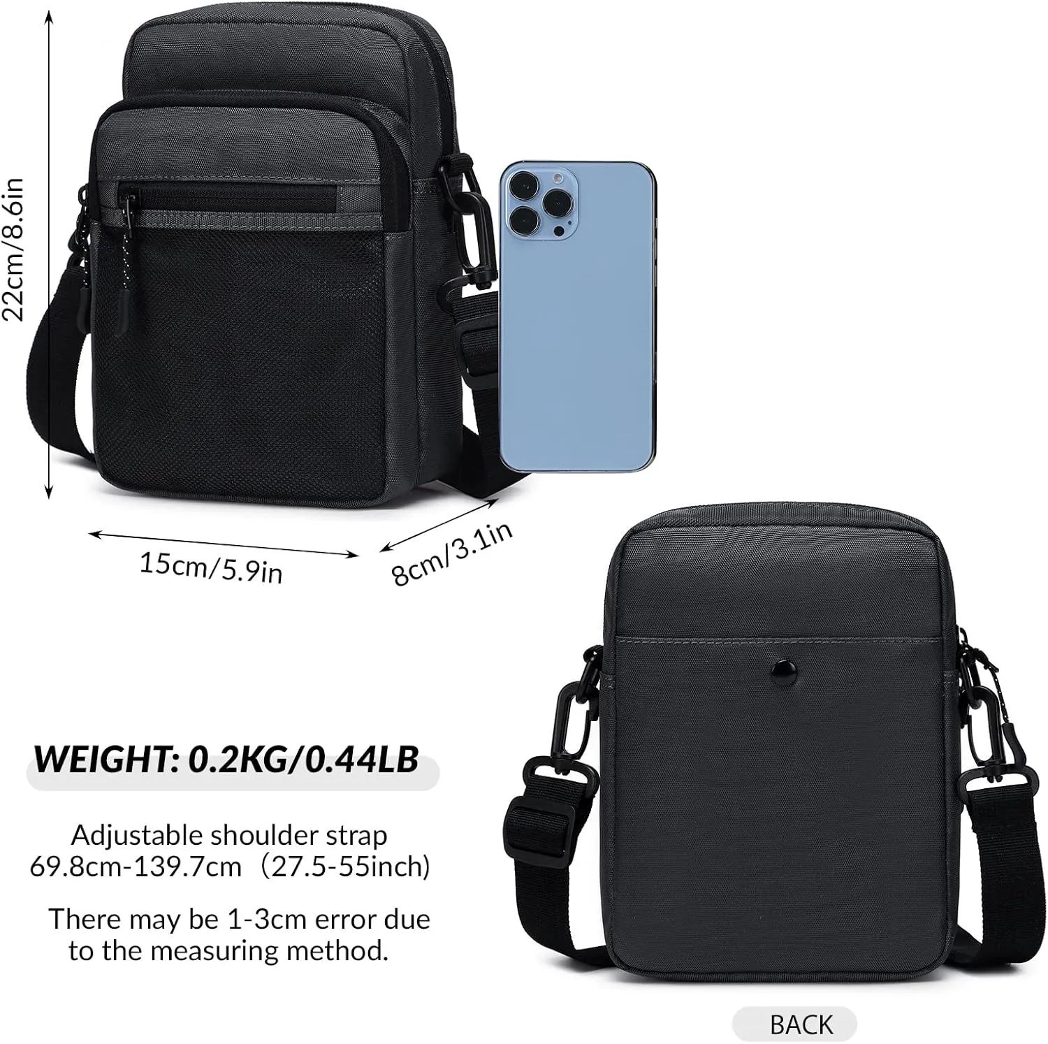 Lohol Small Messenger Bag for Men Women, Water Resistant Adjustable Crossbody Sling bag Purse for Travel Sports