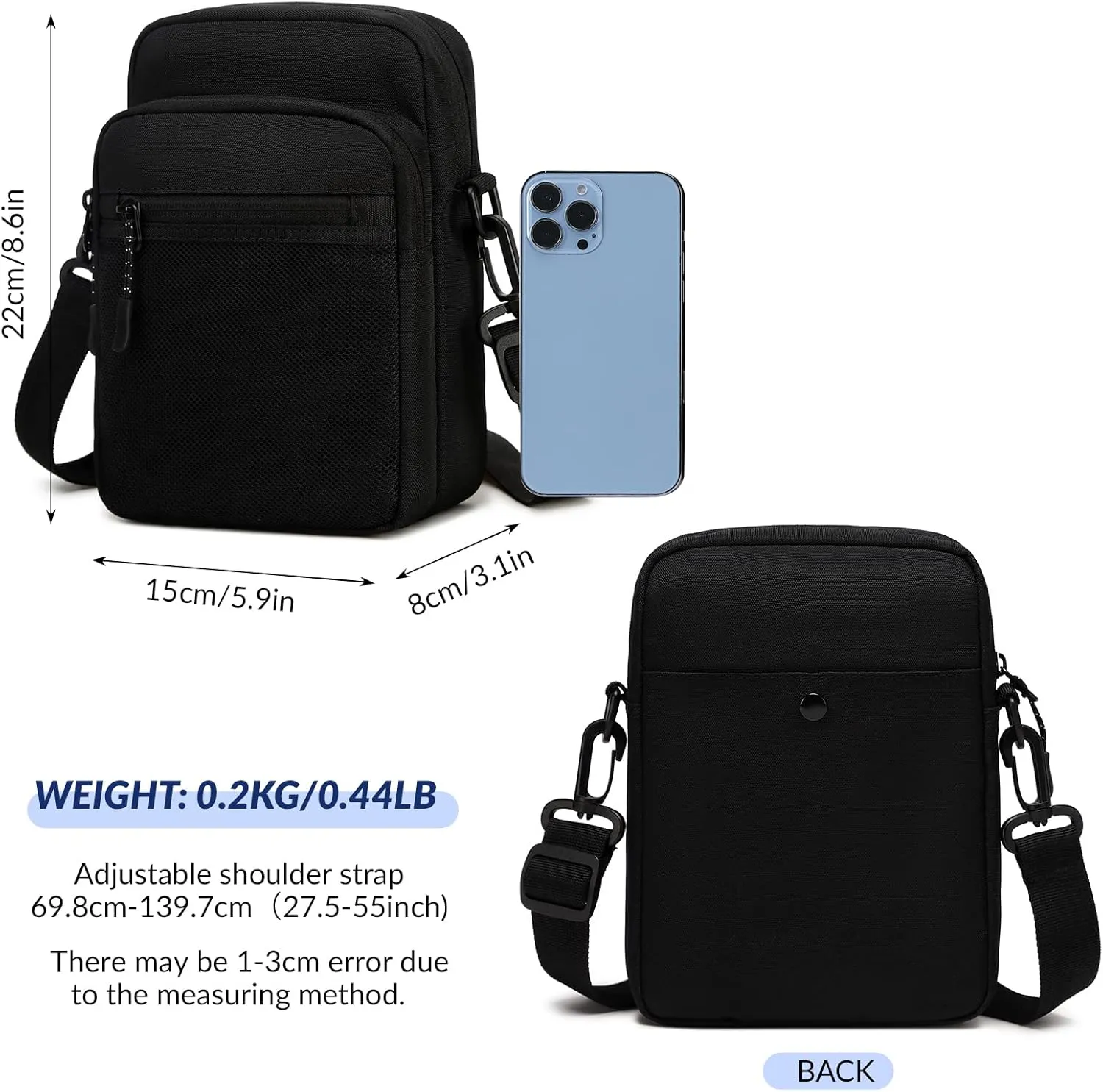 Lohol Small Messenger Bag for Men Women, Water Resistant Adjustable Crossbody Sling bag Purse for Travel Sports