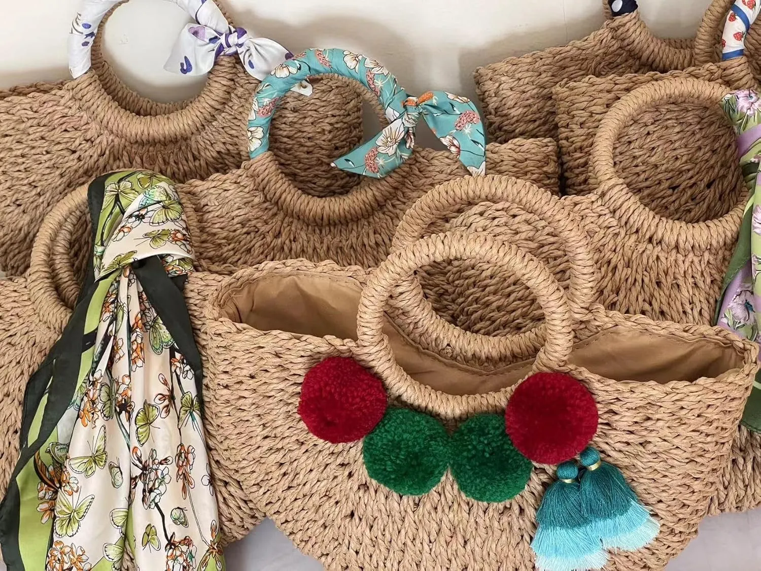 L'ouve Straw Beach Bag Women's Shoulder Handbags Straw Beach Sea Tote Bags for Summer Clutch Handbags Summer Purses 2024