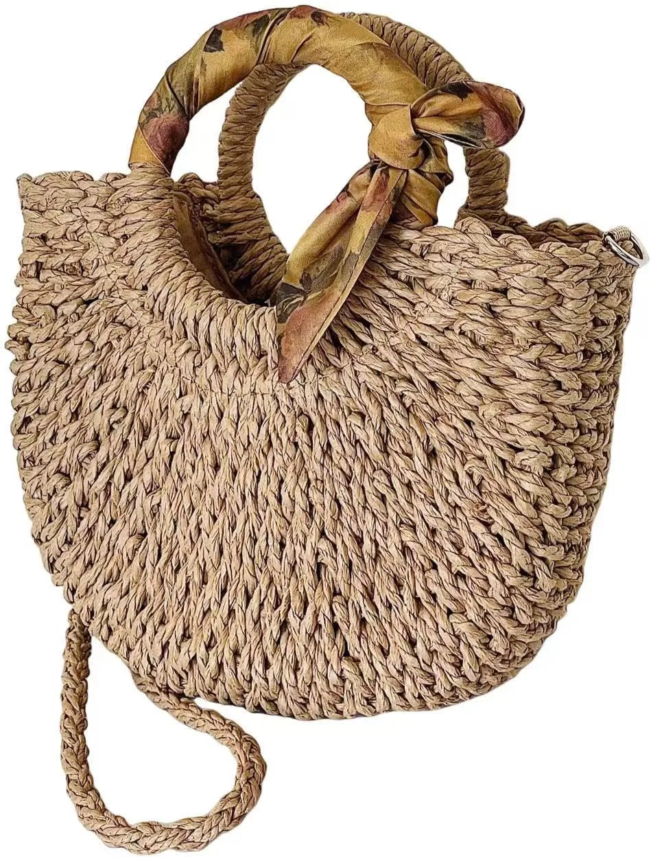 L'ouve Straw Beach Bag Women's Shoulder Handbags Straw Beach Sea Tote Bags for Summer Clutch Handbags Summer Purses 2024