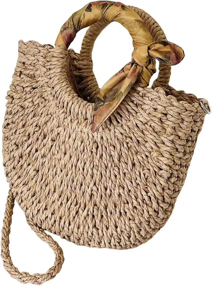 L'ouve Straw Beach Bag Women's Shoulder Handbags Straw Beach Sea Tote Bags for Summer Clutch Handbags Summer Purses 2024