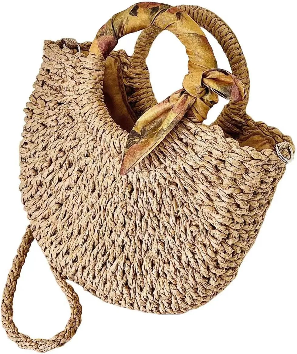 L'ouve Straw Beach Bag Women's Shoulder Handbags Straw Beach Sea Tote Bags for Summer Clutch Handbags Summer Purses 2024