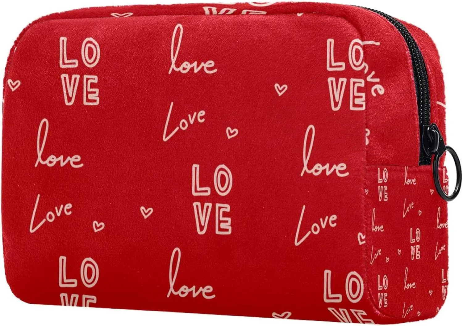 Love Letter Red Small Makeup Bags for Women Teen Girls, Makeup Storage Bag with Zipper Accessories Organizer Bag for Travelling